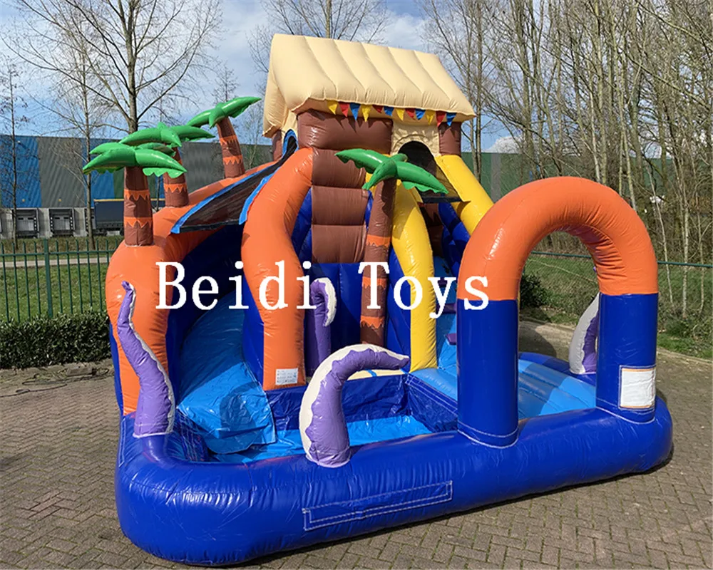 

Commercial rental summer hot rear garden children colorful inflatable pool slide