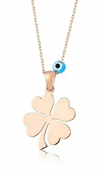 

Kadın Rose 925 Gümüş Cilalı Yonca Nazar Boncuk Kolye