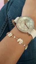 De moda blanco suave flores pulseras personalidad perla Metal minimalista crisantemo pulsera para Mujer Accesorios de la joyería