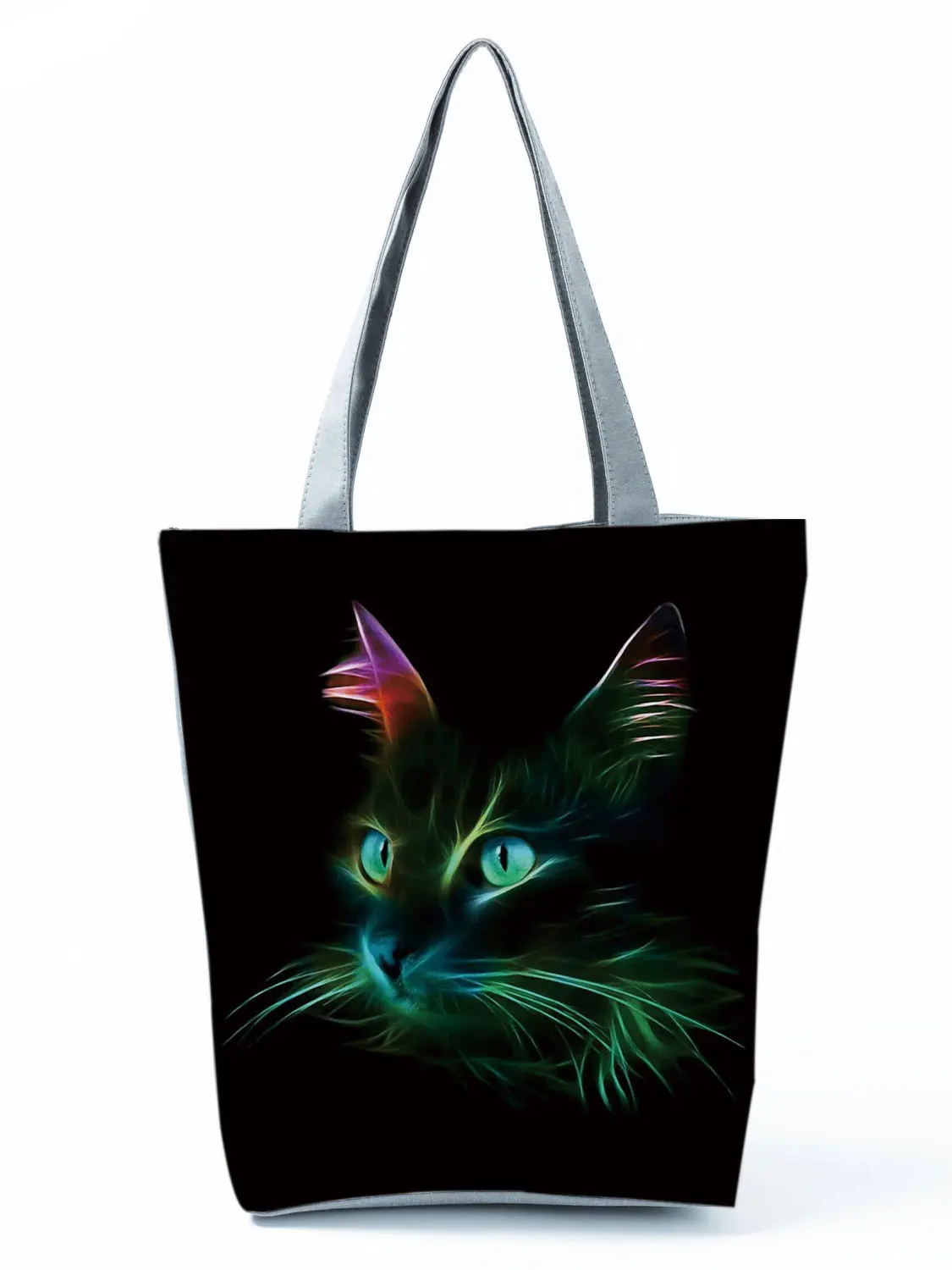2022 Cool Fashion Handbag Female Cats Print 3D Tote Travel Women Shoulder Bag Foldable High Capacity Shopping Bag Custom Pattern 