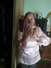 Blusa informal de seda con manga larga para verano y primavera, camisa blanca Vintage para mujer, cuello en v, color sólido