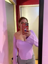 DEAT-ropa de cuello cuadrado de Cachemira para mujer, Jersey elástico de cintura alta, manga larga, sexy, primavera y verano, WK080, 2021