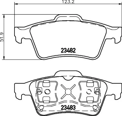 Колодки тормозные задние дисковые комплект HELLA 8DB355029-601