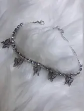 Tobillera de mariposa para mujer, cadena de tenis con diamantes de imitación, joyería para pie, tobillera de playa para verano