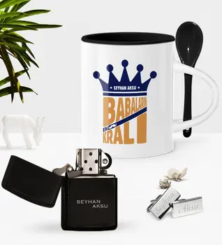 

Personalized Babaların The King With Spoon Cup Cigarette Lighter Cufflink Set