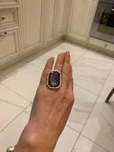 Anslow-anillos de compromiso de boda para mujer, accesorio Vintage de Cristal grande, tamaño ajustable, regalo para el día de la madre, joyería, LOW0051AR