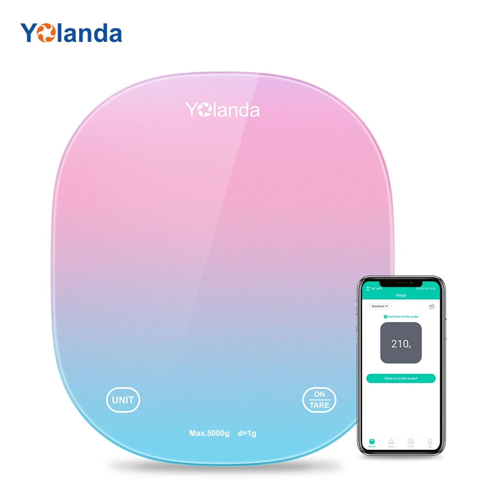 Yolanda 5 кг умные кухонные весы Bluetooth APP бытовые пищевые весы измерительный инструмент для взвешивания диета запись проверка калорий|Кухонные весы|   | АлиЭкспресс