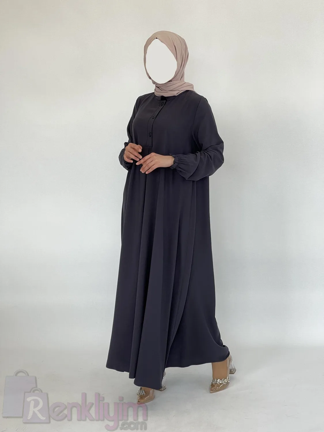 

Soft crepe fabric long sleeve crew neck button extra large cut 145 CM 2021 summer MAULANA MODEL Muslim women dress