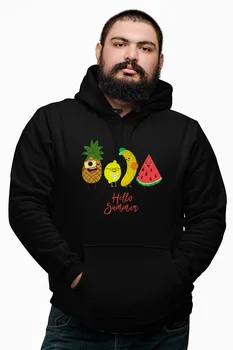 

Angemiel Wear Hello Summer Tropical Black Male Hooded Sweatshirt