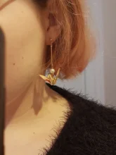 DoreenBeads-pendientes de tuerca de Zephyr para mujer, colgante de grúa romántica roja, joyería para mujer, accesorios, dijes de regalo de cumpleaños