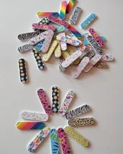 Más de 50 unids/lote Archivo de clavo de Mini tampón para uñas doble-cara estampada portátil pedicura manicura Vijlen uñas papel de lija archivo