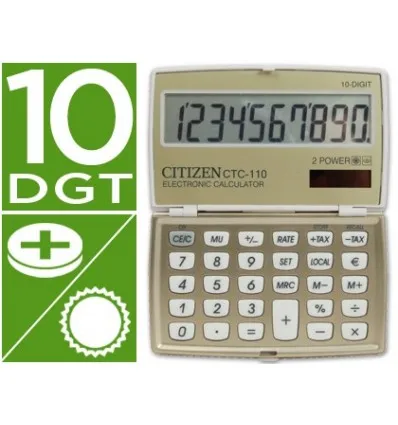 Калькулятор CITIZEN Карманный CTC-110 B 10 цифр кремовый Шампань 106X63X14 мм |