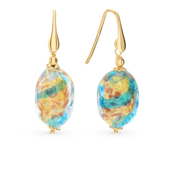 

Silver earrings Murano glass sunlight sample 925