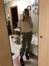 Las mujeres Casual cintura elástica Pantalones deportivos pantalones de Color sólido Pantalones de deporte holgados tobillo longitud Pantalones negro blanco gris