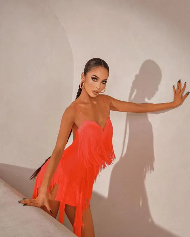 Dance Dress Dance Skirt ZYM fringe pink brown black orange sexy fringe latin dress sexy latin competition Salsa Cha Cha Samba Rumba dress 2205