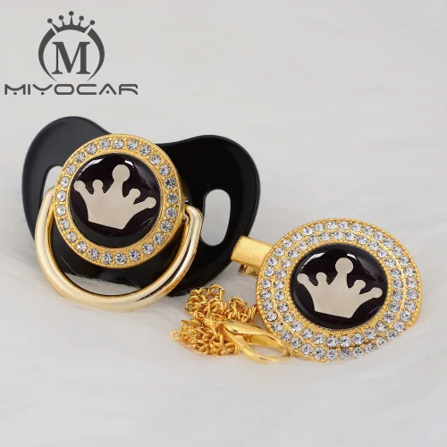MIYOCAR Золотая Корона прекрасная красивая Золотая блестящая корона соска и Соска с зажимом BPA бесплатно пустышка блестящая уникальный дизайн GCR-08/9 - Цвет: GCR-4  0-6m