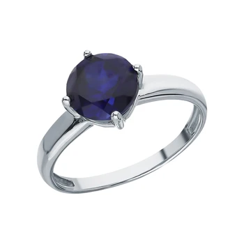 

Silver ring with cubic zirconia and Sapphire synthetic sunlight sample 925
