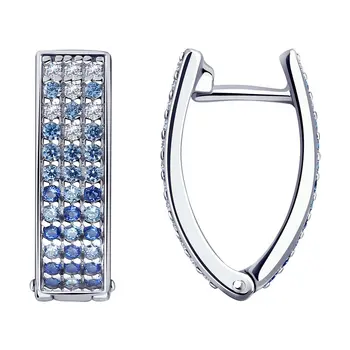 

Sokolov drop earrings with stones in silver with cubic zirconia, fashion jewelry, 925, women's male, long earrings