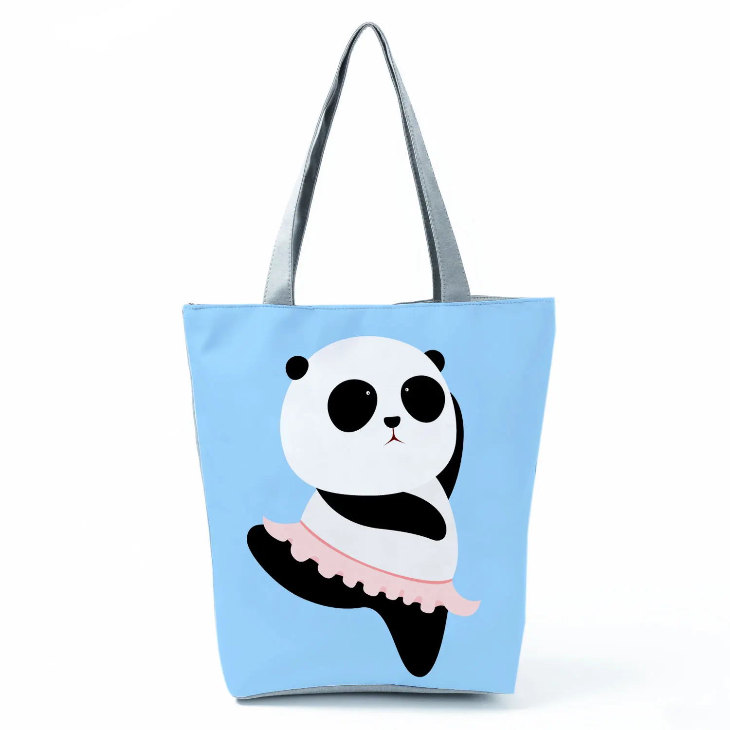 Cute Panda Print Handbags Cartoon High Capacity Women Shopping Bag Eco Reusable Casual Shoulder Bag Travel Beach Bag Lady Tote