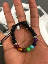 Pulsera clásica de 8mm con cuentas de piedra de Lava para hombre y mujer, cadena de 7 colores, cuerda tejida, Yoga, amistad, joyería ajustable
