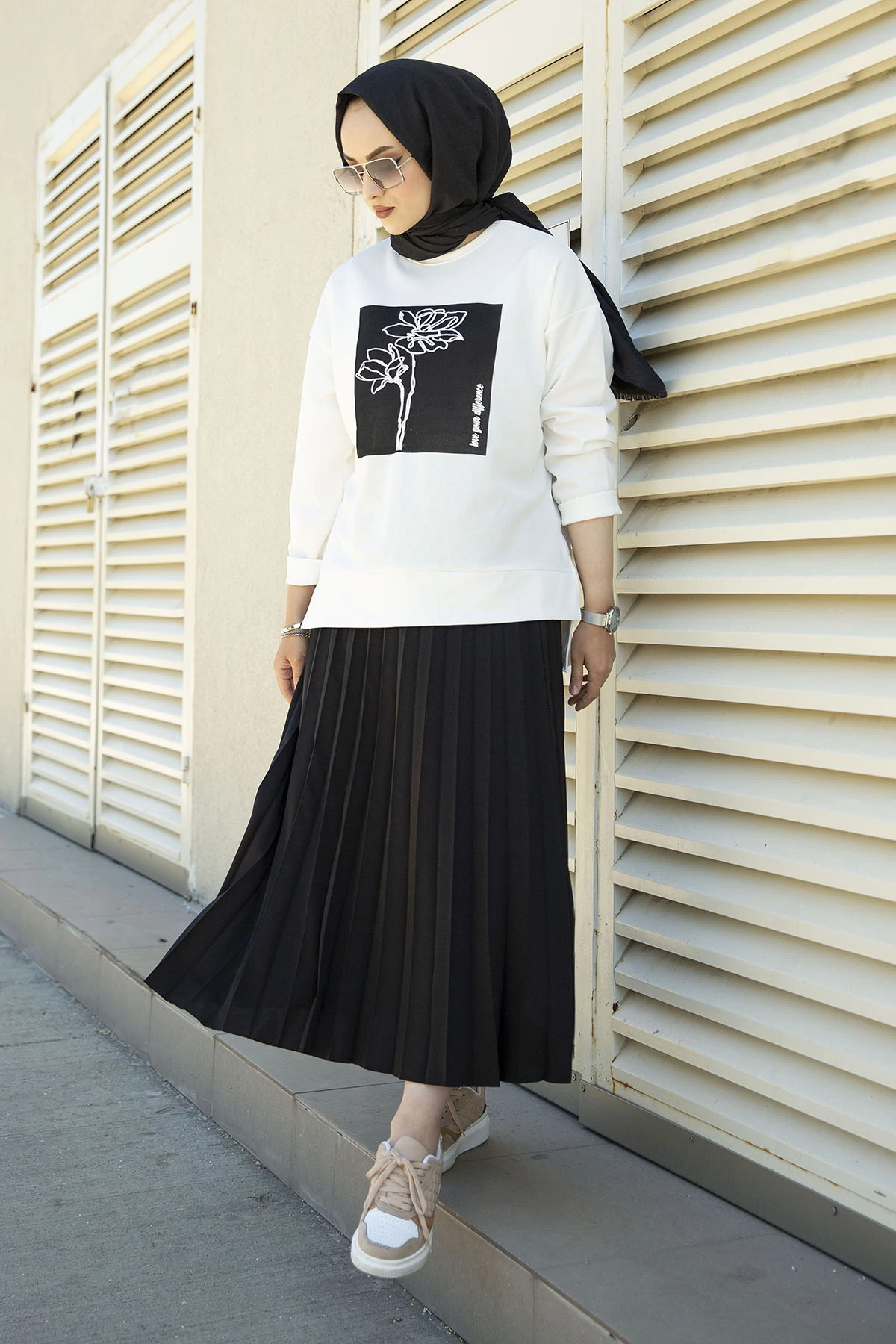 

Flower Printed Two Pieces Muslim Set Pleated Skirt Long Hijabi Sport Tunic For Womens Dubai Abaya Eid Ramadan Marocain Kaftan