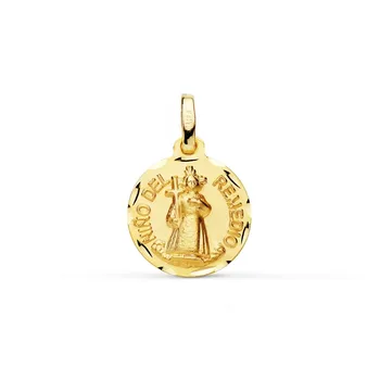 

Gold medal 9k child Remedy 14mm. Smooth edge carved-Customizable-RECORDING INCLUDED IN THE PRICE