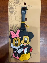 Disney-etiqueta de equipaje de viaje de dibujos animados, Mickey Mouse, Minnie, soporte de identificación, etiqueta portátil, Etiquetas de embarque de equipaje