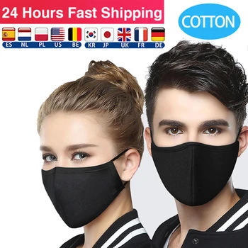 

Dustpoor Cotton Black Mouth Masker Face Mask Windproof Mouth-muffle For Men Women masque mascarillas mascherine mask маски
