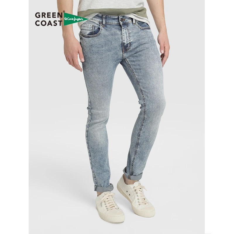 Green Vaquero de Hombre Super Skinny Fit Jeans de Color Azul con Efecto Lavado Estampado