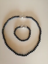 Mujeres negro Natural joyas de perlas de agua dulce, plata esterlina 925 y pulsera, 9-10mm joyería Árbol de la vida, hebilla