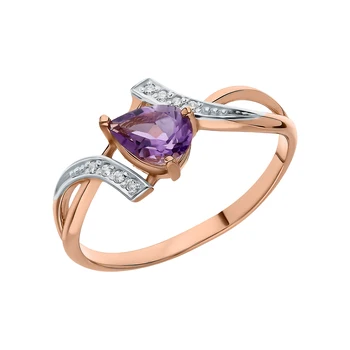

Gold ring with amethyst and cubic zirconia sunlight sample 585