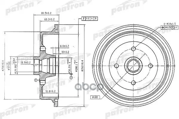 Барабан Тормозной Задн Audi 80 72-76, 80 86-91, 90 86-87, Coupe 80-87 Patron Pdr1198 PATRON арт. PDR1198