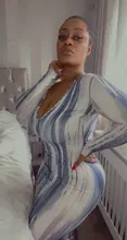 Hugcitar-Vestido largo ajustado con cuello en V para mujer, ropa de calle a la moda, trajes elegantes de fiesta, manga larga y colorido, Primavera, 2020