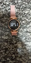 Relojes magnéticos digitales de lujo para mujer, de acero inoxidable, dorado, rosa, LED, de cuarzo, femenino