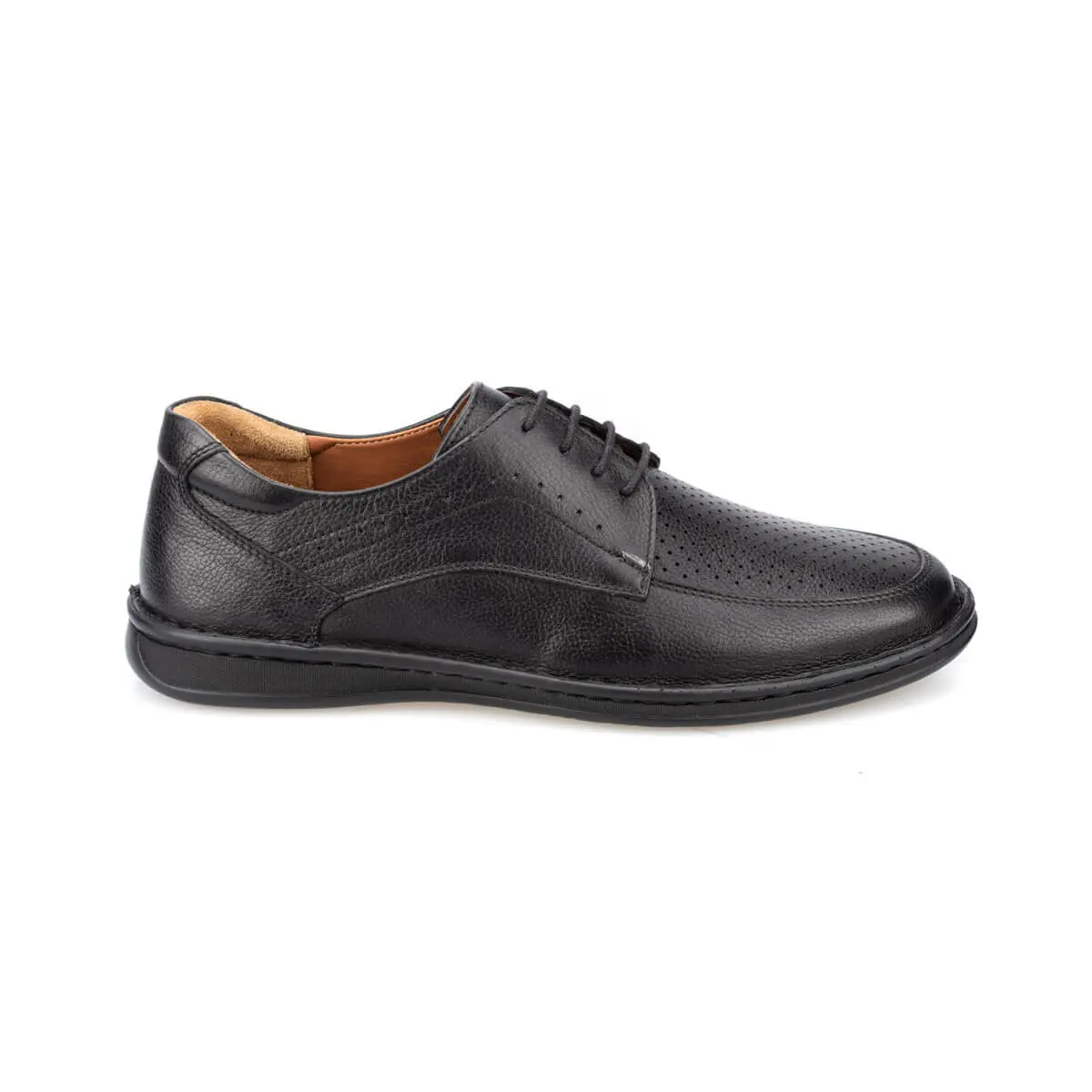 FLO Flo Black Men 'S Leather Classic Shoes 91.100537.M Polaris 5 Point