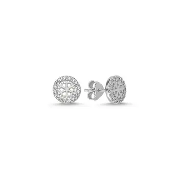 

Angemiel 925 Silver Zircon Cubic Zirconia Snowflake Earrings-Rhodium Plated