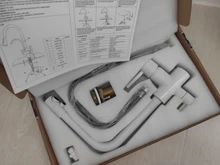 Grifo de latón con rotación de 360 grados para agua filtrada, grifería de cocina con ángulo doble y ángulo derecho, accesorio para fregadero de cocina