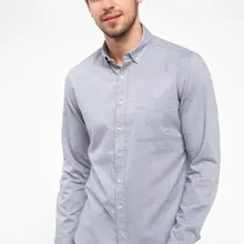 Дефакто осенние мужские хлопковые однотонные рубашки Смарт повседневные официальные рубашки мужские с длинным рукавом белые синие Shirt-I9730AZ18AU