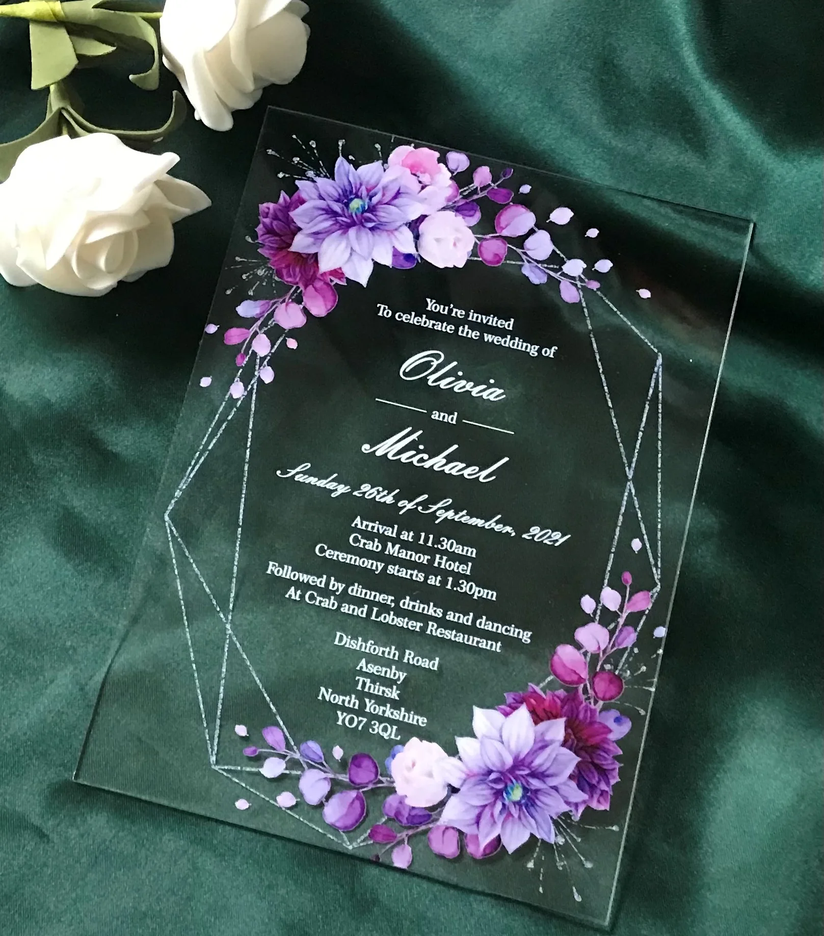 Purple,lavendar Invitation,custom 10pcs Acrylic Wedding Invitations