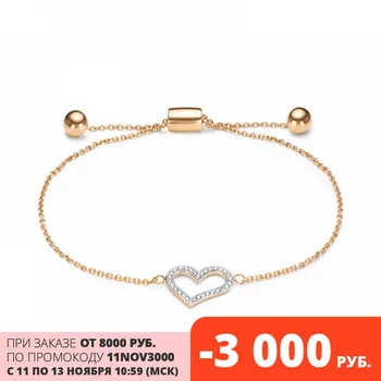 

Gold bracelet 585 sterling silver with stones: fianit, women's bracelets on hand, female, fashion jewelry