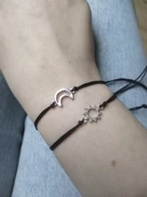 Pulsera de cadena de cuerda ajustable con colgante de sol, luna, Cruz, girasol, joyería de amistad