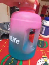 QuiFit-botella de agua de 3,78l, 2,2 L, 1,3 L, 128oz, galón, con pajita de plástico transparente, herramienta de gimnasio, jarra, taza deportiva gratis de BPA