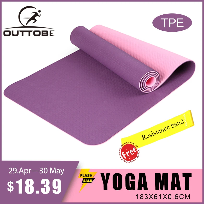 

Outtobe Yoga Mat 6mm Gym Exercise Mat Eco Friendly Non-Slip Exercise & Fitness Mat Workout Mat with Free Gift Resistance band