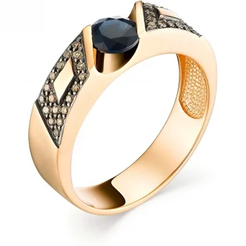 

Alcor ring with sapphire and diamonds in red gold