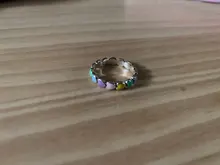 Anillos de dedo de corazón y arco iris para mujer, de bambú, plata de ley 925 auténtica, sortija de compromiso de boda, joyería