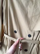 Gabardina larga X holgada de estilo coreano para mujer, abrigo de doble botonadura con cinturón, manto de dama, rompevientos, prendas de vestir de primavera y otoño, color gris