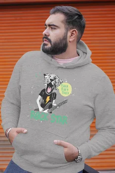 

Angemiel Wear Rockstar Tiger Gray Men 'S Hooded Sweatshirt