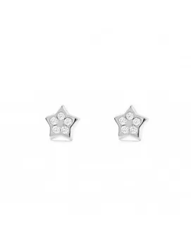 

Gold Girl earrings White Star with zircons (9kts)
