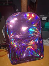 Yogodlns-mochila holográfica geométrica para hombre y mujer, morral de viaje de PVC, bandolera Laser, escolar, informal