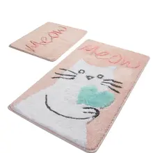 Коврики для ванной нескользящие Противоскользящие коврики Нескользящие противоскользящие розовые Kitty 2'Li набор 60X100 см-50X60 см